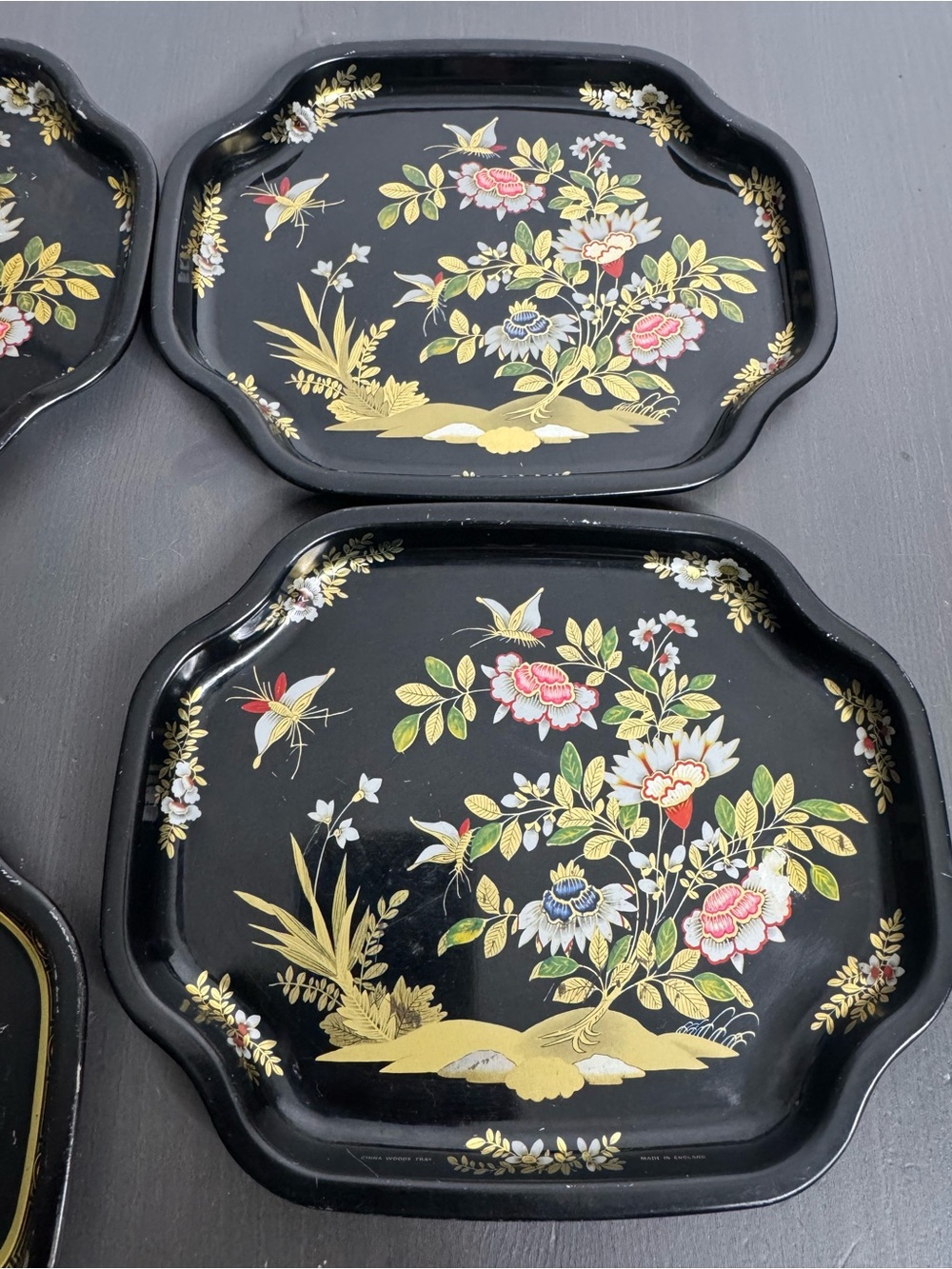 4 Vintage MCM Snack Tin Tip Trinket Trays ~ Elite Brand Made in England - Picture 3 of 7